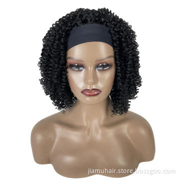 black curly hair synthetic headband wig For Black Women 12 inch afro kinky curly Scarf Wig